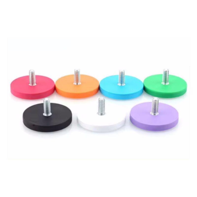 Magnéte de pot en caoutchouc revêtu de base magnétique forte multicolore pour tenir les lampes de toit de voiture
