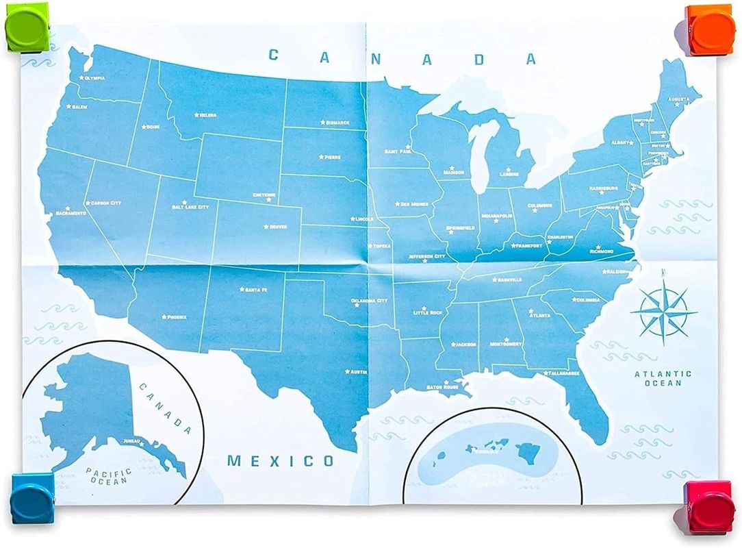 Carte des États-Unis avec 44 pièces magnétiques