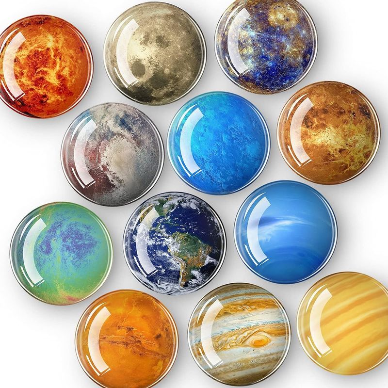 12PCS Planètes puissantes aimant de réfrigérateur en verre pour le tableau noir