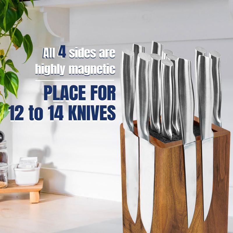 Dispositif de rangement de couteau magnétique de grande capacité rotatif pour comptoir de cuisine
