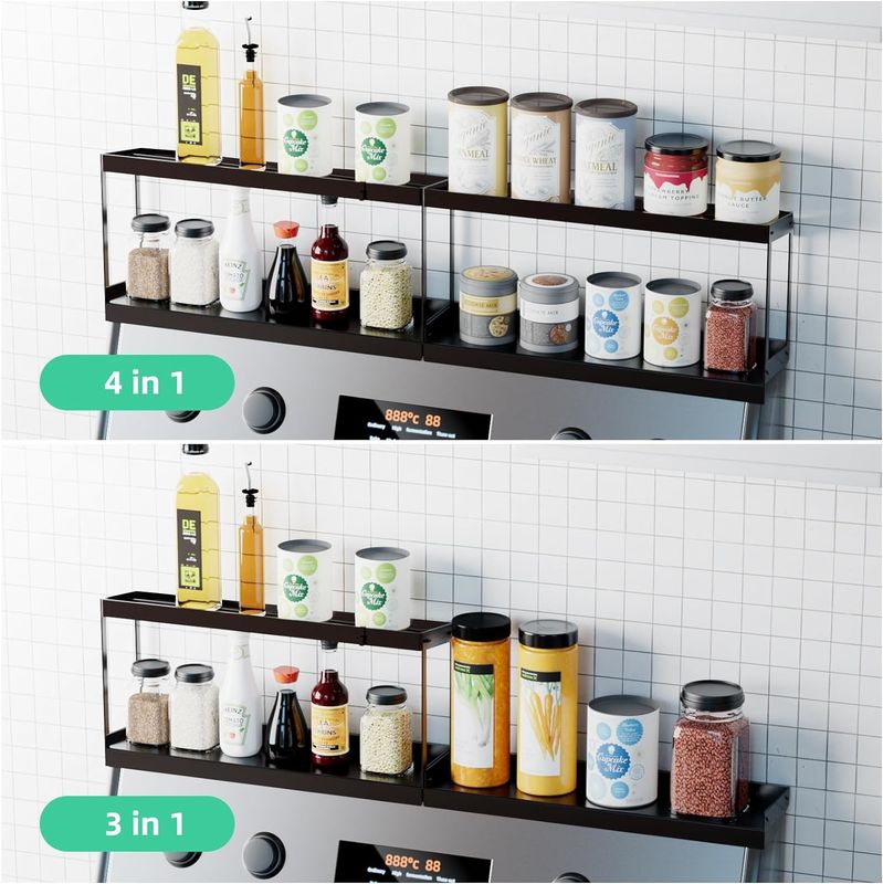 Étagère de rangement magnétique à double couche élégante Étagère de cuisine pour four Top Organisateur