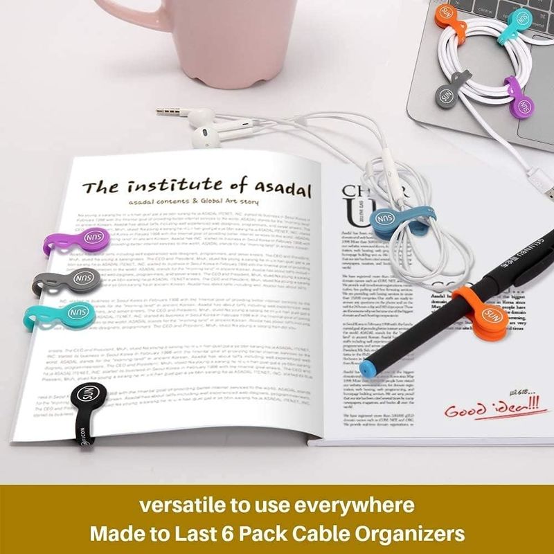 6PCS organiseur de câble magnétique couleur porte-câbles pour écouteurs pour l'école de bureau à domicile