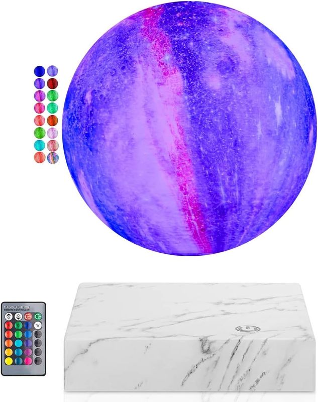 Lampe à lévitation magnétique à rotation de résine Globe lunaire flottant avec 16 couleurs 3D