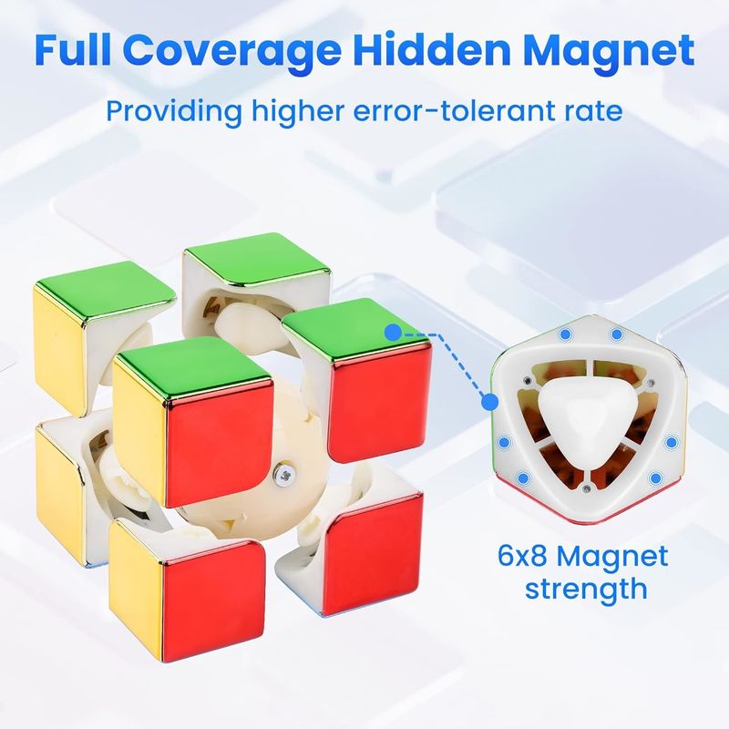ABS plastique mini magnétique Rubik's Cube miroir réfléchissant 2x2 vitesse cube magnétique