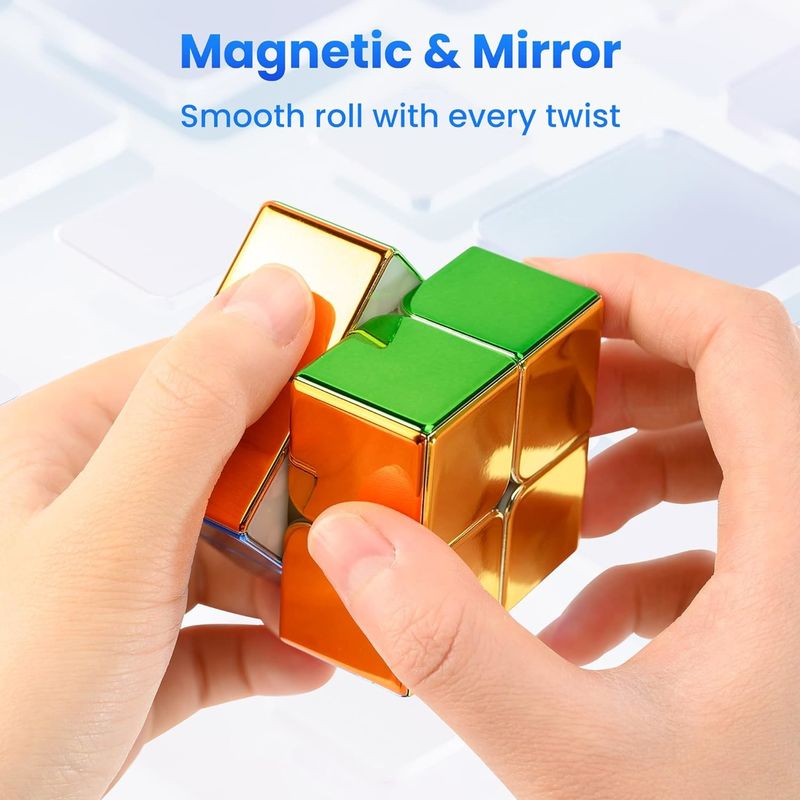 ABS plastique mini magnétique Rubik's Cube miroir réfléchissant 2x2 vitesse cube magnétique