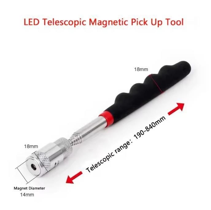 Outil de capture magnétique télescopique à longue portée avec lumière LED et aimant puissant personnalisé