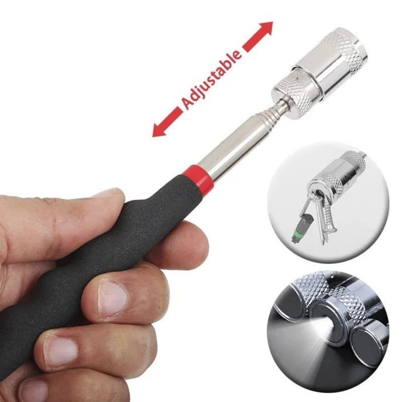 Outil de ramassage télescopique magnétique standard JIS avec lumière LED réglable pour le ramassage vis écrous boulon