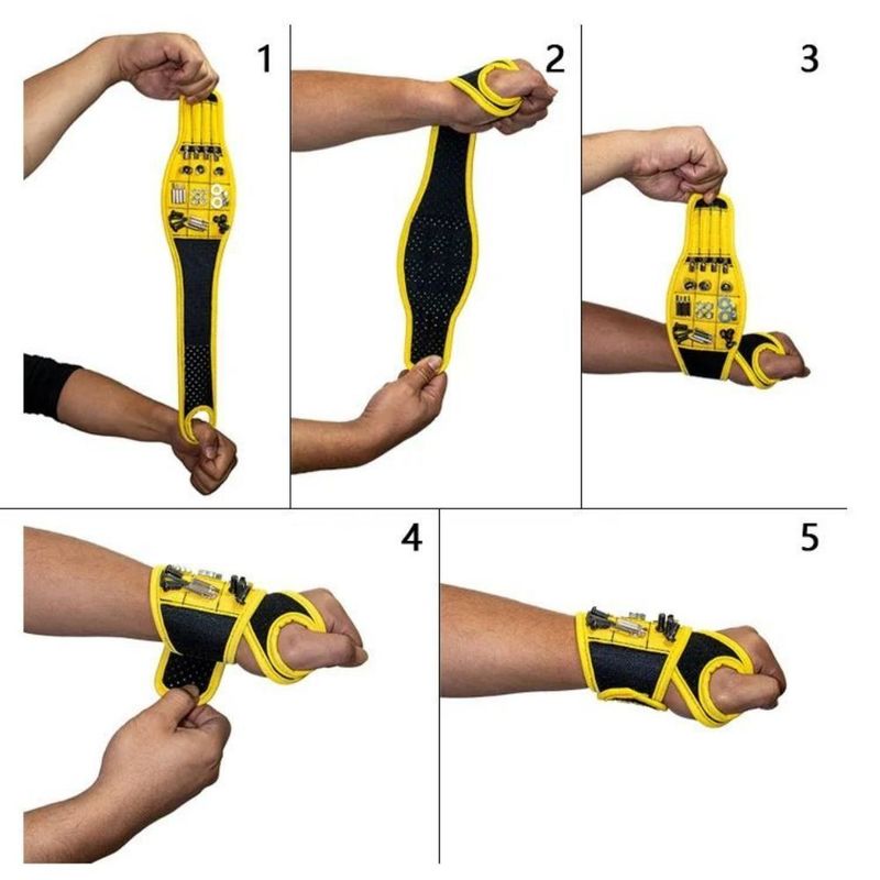 Bracelet magnétique pour la tenue de vis, de clous, de trous de forage, de ceintures pour porte-outils à poignet avec aimants puissants