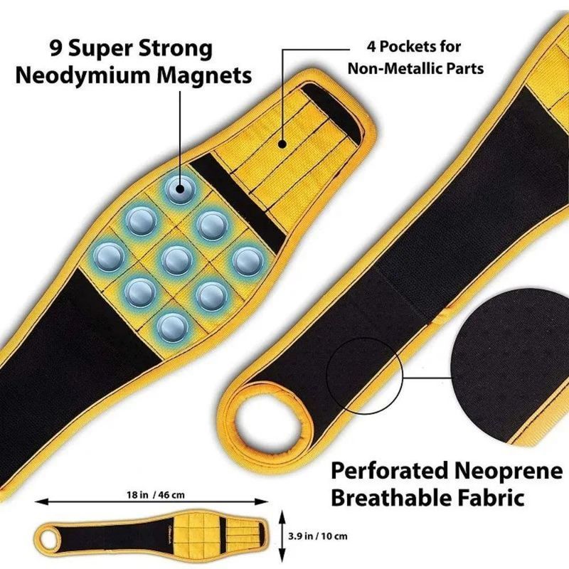 Bracelet magnétique pour la tenue de vis, de clous, de trous de forage, de ceintures pour porte-outils à poignet avec aimants puissants