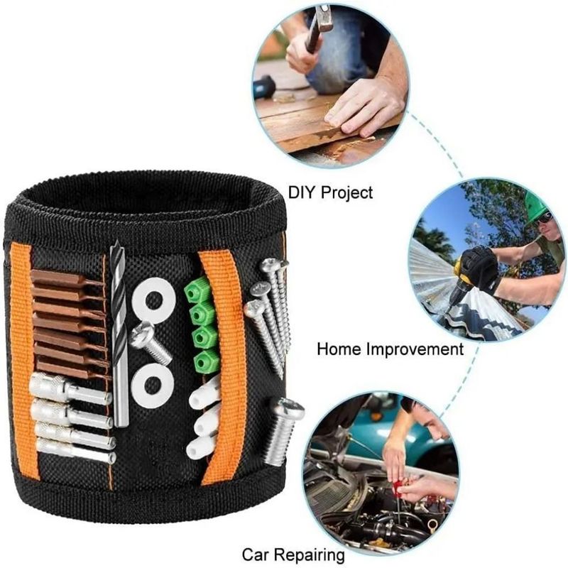 Bracelet magnétique avec la ceinture du pouce Magnets forts Tient les ongles Forer Bit Noix de stockage