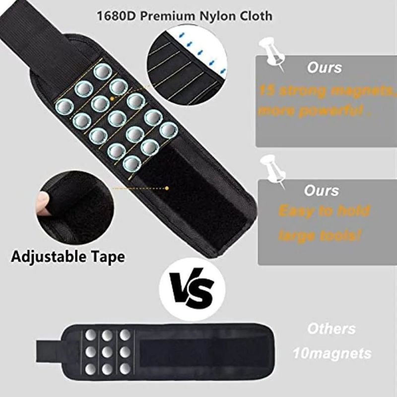Sac à outils multifonctionnel en tissu de nylon bracelet magnétique porte-outils sac à outils électricien stockage