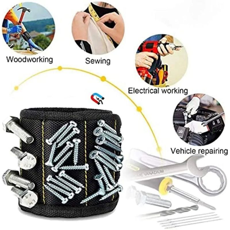 Sac à outils multifonctionnel en tissu de nylon bracelet magnétique porte-outils sac à outils électricien stockage