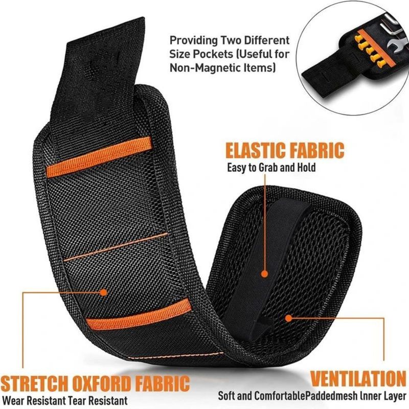 Bracelet magnétique puissant sac à outils portable électricien ceinture de poignet réglable vis petits clous métalliques boulons