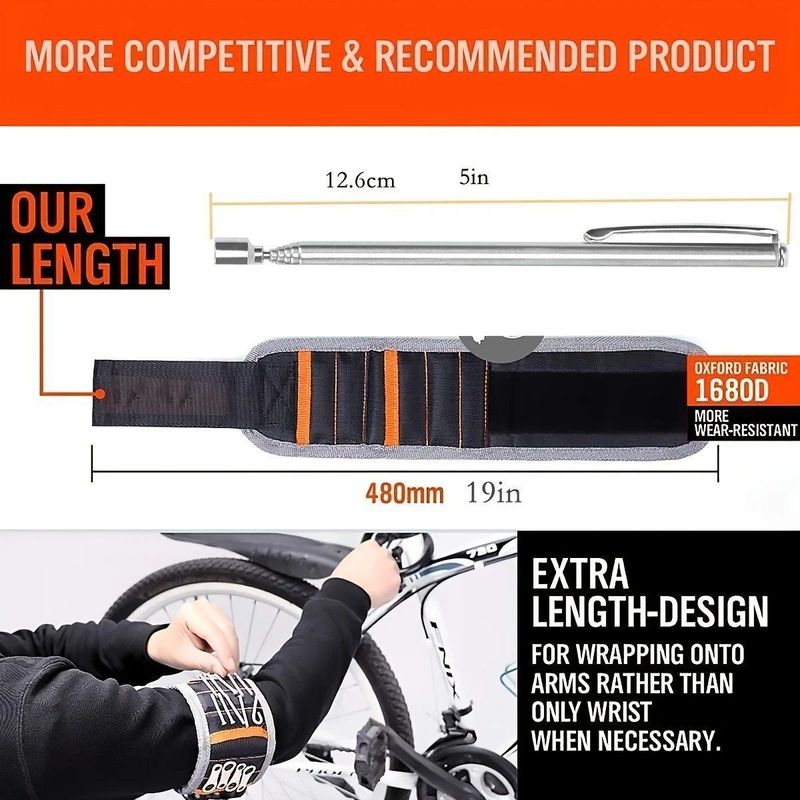 Bracelet magnétique, pour papa, avec des aimants puissants pour tenir des vis, des clous, des broches, des outils