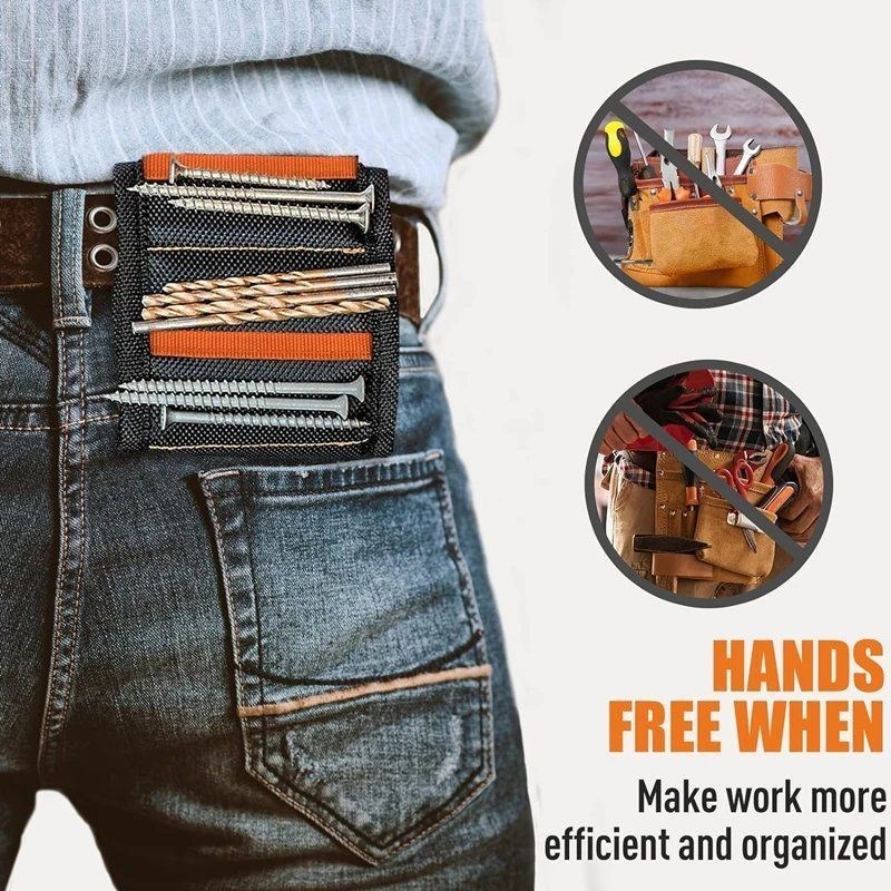 Des bracelets magnétiques, des ceintures d'outils, des aimants puissants pour tenir des vis, des clous, des forages, des bricolages.
