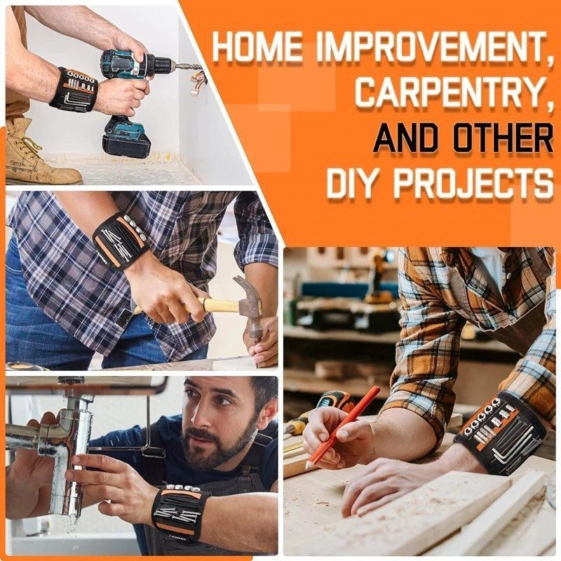 Des bracelets magnétiques, des ceintures d'outils, des aimants puissants pour tenir des vis, des clous, des forages, des bricolages.
