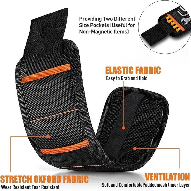 Des bracelets magnétiques, des ceintures d'outils, des aimants puissants pour tenir des vis, des clous, des forages, des bricolages.