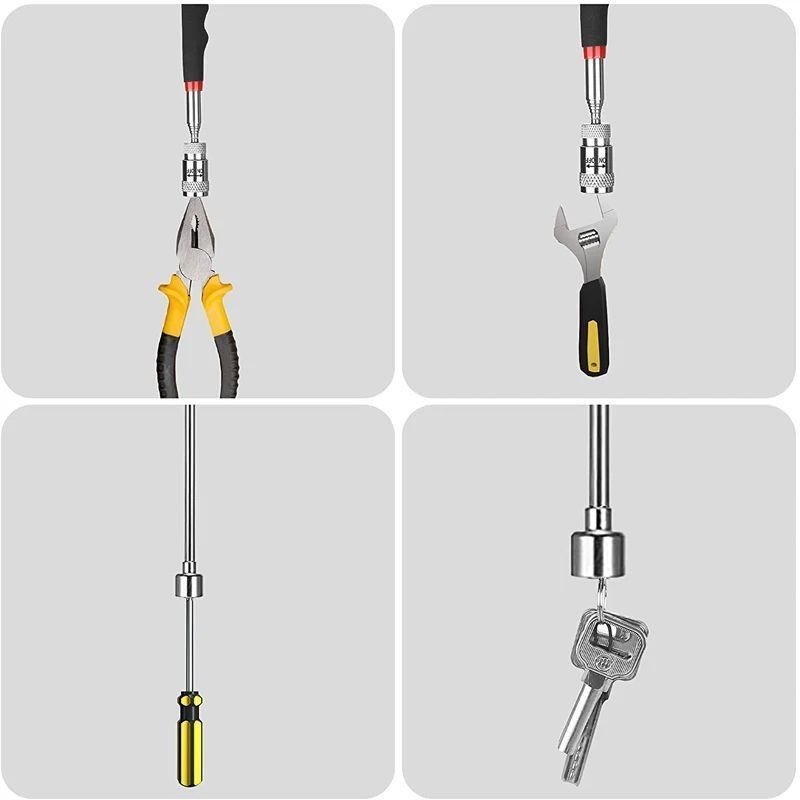 Outils de récupération magnétique télescopique Appuyez sur la lumière LED réglable Extendable Longue portée stylo outil pratique