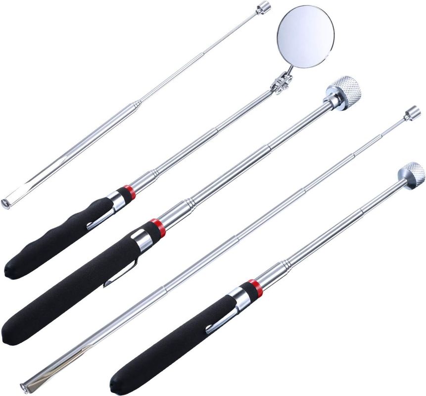 Outil de récupération magnétique Barre de récupération télescopique et miroir d'inspection rotatif à 360 degrés avec lumière LED