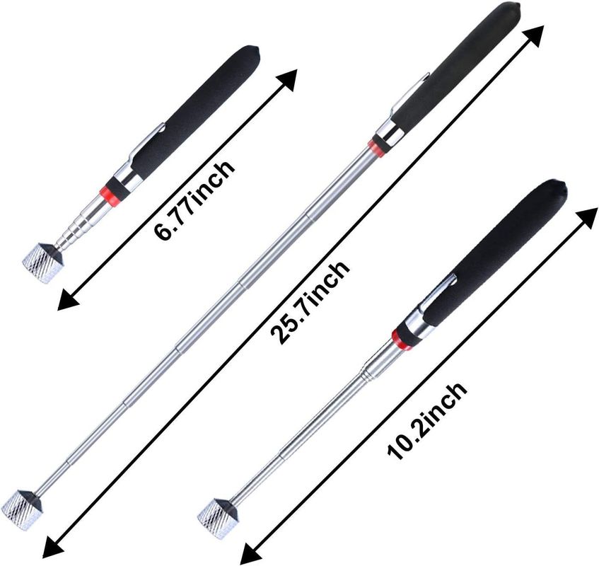 Outil de récupération magnétique Barre de récupération télescopique et miroir d'inspection rotatif à 360 degrés avec lumière LED