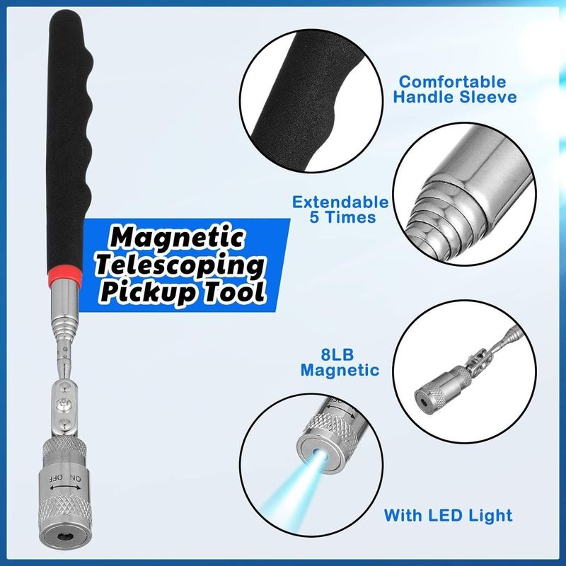 Outil d'inspection flexible avec lumière LED pour réparation automobile Outil de récupération magnétique