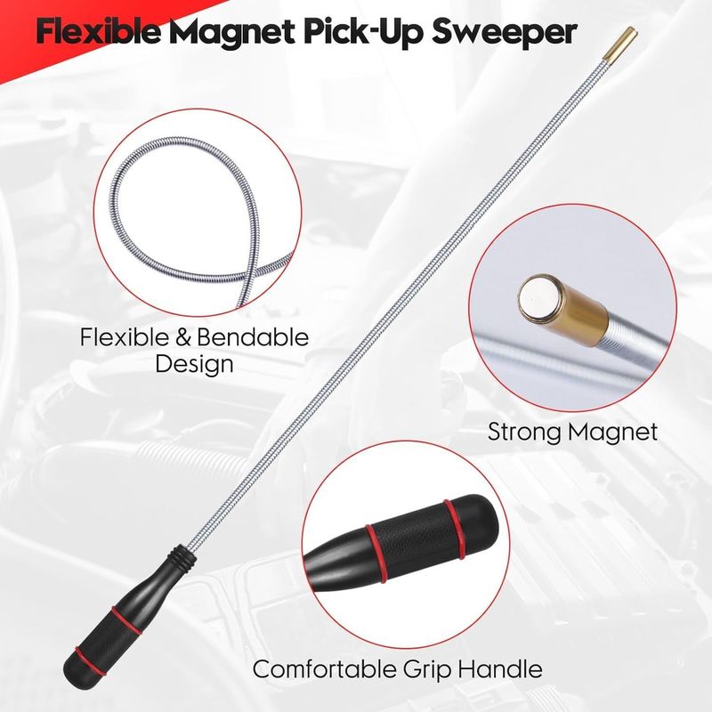 Outil d'inspection flexible avec lumière LED pour réparation automobile Outil de récupération magnétique