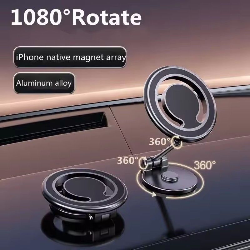 1080 Magnétique Porte-téléphone pour voiture Magnétique Porte-téléphone pour voiture Monture cellulaire Support de téléphone intelligent dans la voiture Pour iPhone 15 14 13 12 11 Samsung
