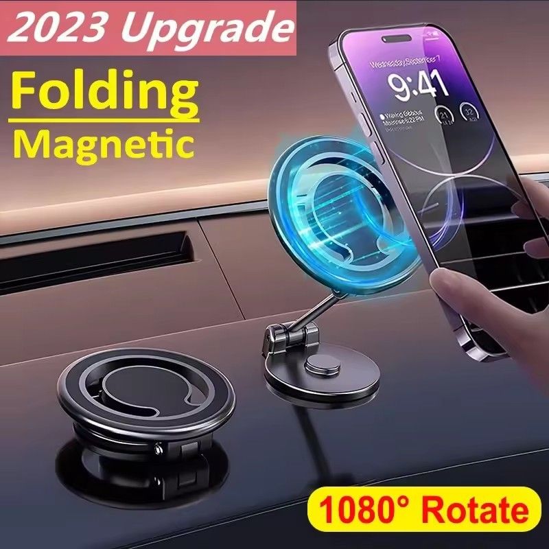 1080 Magnétique Porte-téléphone pour voiture Magnétique Porte-téléphone pour voiture Monture cellulaire Support de téléphone intelligent dans la voiture Pour iPhone 15 14 13 12 11 Samsung
